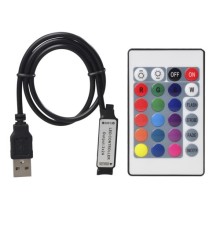 USB контроллер RGB ленты 5V 4 pin с ИК пультом 24 Кнопки 