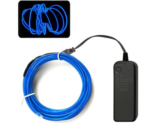 Набор 2 м eL wire 2.3 mm + Питание EL Wire 2 батарейки Синий