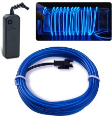Набор 3 м eL wire 2.3 mm + Питание EL Wire 2 батарейки Синий