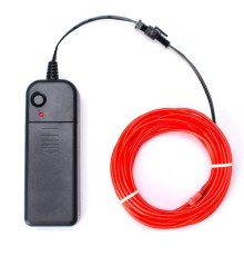 Набор 3 м eL wire 2.3 mm + Питание EL Wire 2 батарейки Красный
