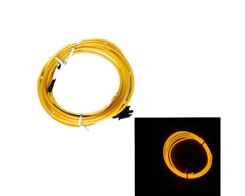 Набор 3 м eL wire 2.3 mm + Питание EL Wire 2 батарейки Жёлтый