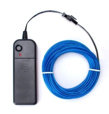 Набор 5 м eL wire 2.3 mm + Питание EL Wire 2 батарейки Синий