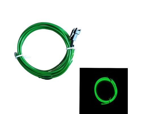 Набор 5 м eL wire 2.3 mm + Питание EL Wire 2 батарейки Зелёный
