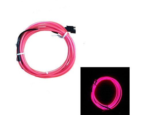 Набор 5 м eL wire 2.3 mm + Питание EL Wire 2 батарейки Розовый