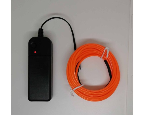 Набор 5 м eL wire 2.3 mm + Питание EL Wire 2 батарейки Оранжевый